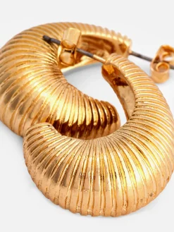 MULHER Primark Bijutaria^Brincos Argolas Curvas Texturados Canelados