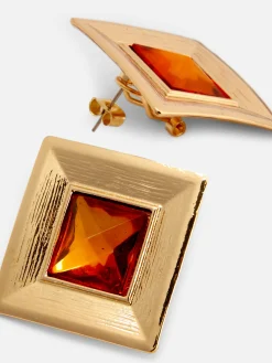 MULHER Primark Bijutaria^Brincos Quadrados Imitação Pedras Preciosas Rita Ora