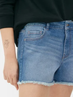 MULHER Primark Calções^Calções Ganga Desgastados