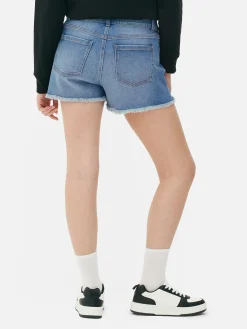 MULHER Primark Calções^Calções Ganga Desgastados