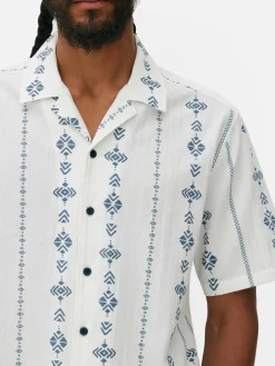 Primark Camisas^Camisa Manga Curta Tecido Enrugado Padrão Geométrico