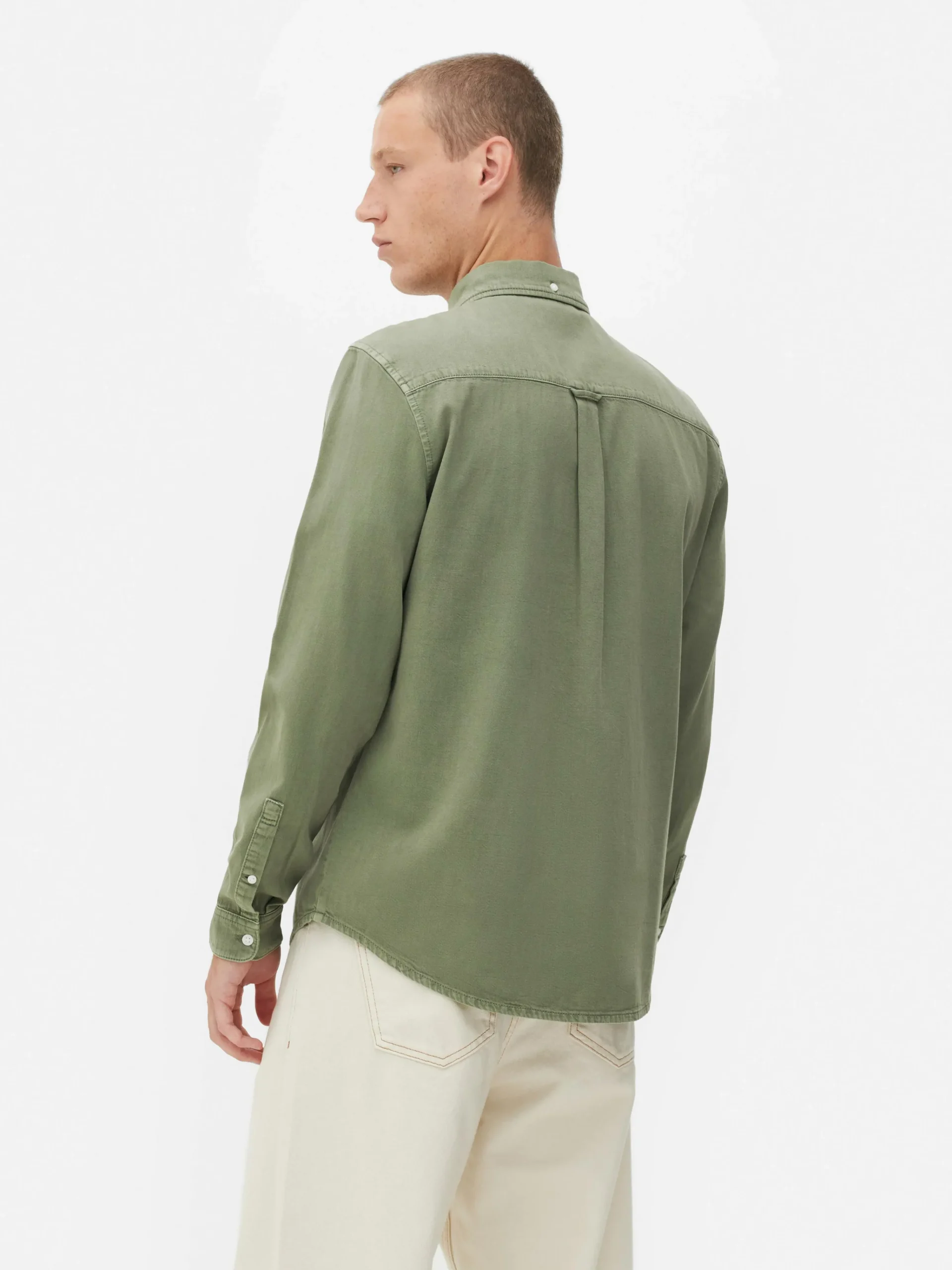 Primark Camisas^Camisa Sarja Algodão Manga Comprida