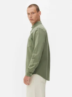 Primark Camisas^Camisa Sarja Algodão Manga Comprida