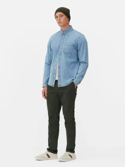 Primark Camisas^Camisa Sarja Algodão Manga Comprida