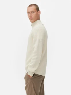 Primark Camisolas E Casacos De Malha^Camisola 1/2 Fecho Correr Malha Canelada