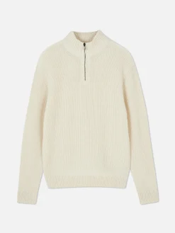 Primark Camisolas E Casacos De Malha^Camisola 1/2 Fecho Correr Malha Canelada