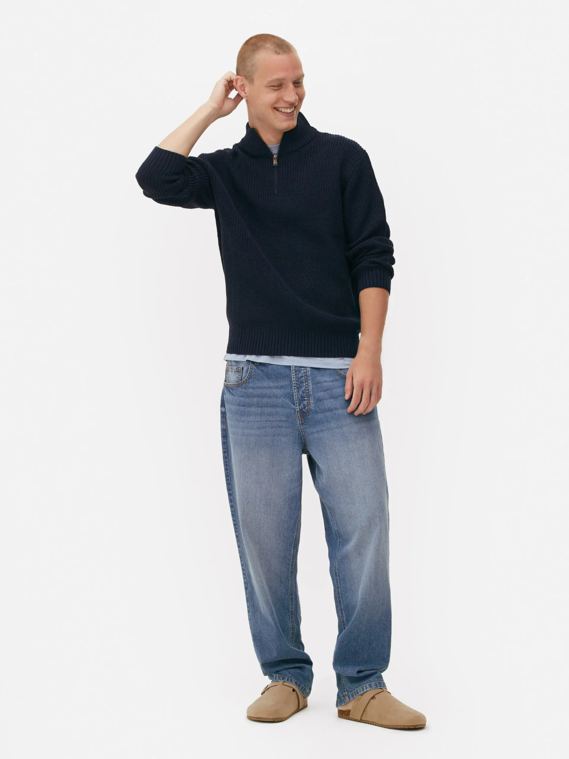 Primark Camisolas E Casacos De Malha^Camisola 1/2 Fecho Correr Malha Canelada