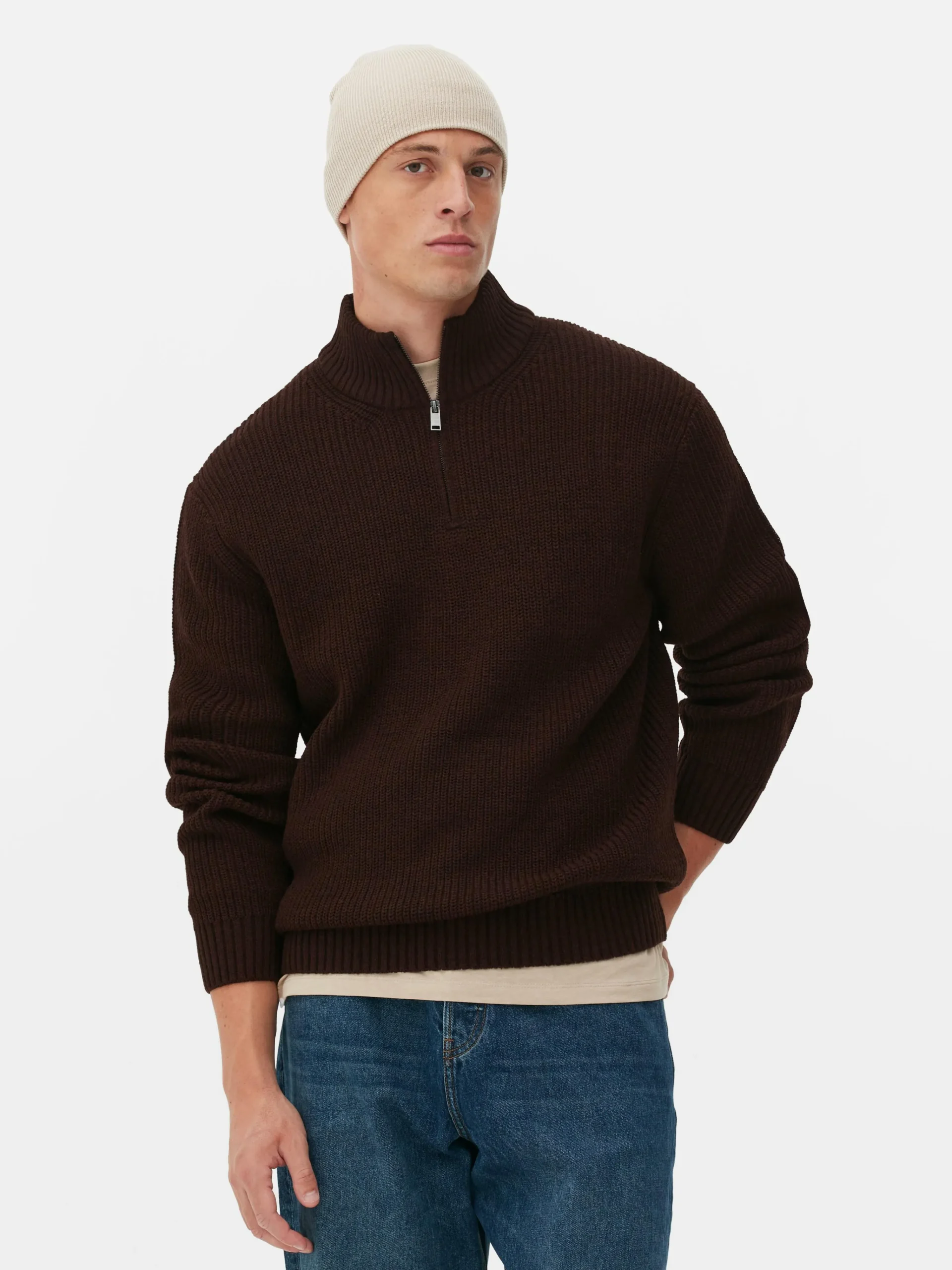 Primark Camisolas E Casacos De Malha^Camisola 1/2 Fecho Correr Malha Canelada