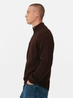 Primark Camisolas E Casacos De Malha^Camisola 1/2 Fecho Correr Malha Canelada