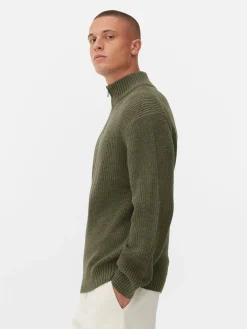 Primark Camisolas E Casacos De Malha^Camisola 1/2 Fecho Correr Malha Canelada