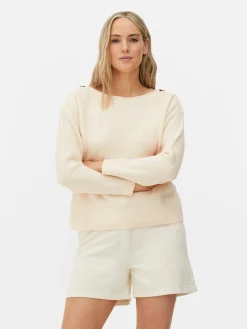 MULHER Primark Camisolas E Casacos De Malha^Camisola Gola Barco Botão Ombro