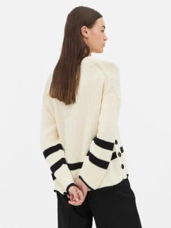 MULHER Primark Camisolas E Casacos De Malha^Camisola Riscas Detalhe Botão