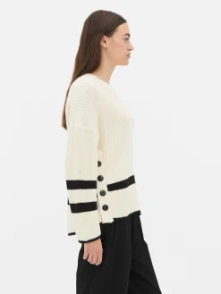 MULHER Primark Camisolas E Casacos De Malha^Camisola Riscas Detalhe Botão