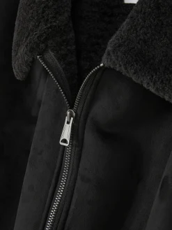 Primark Casacos E Blusões^Casaco Imitação Camurça Colarinho Pelo Sintético