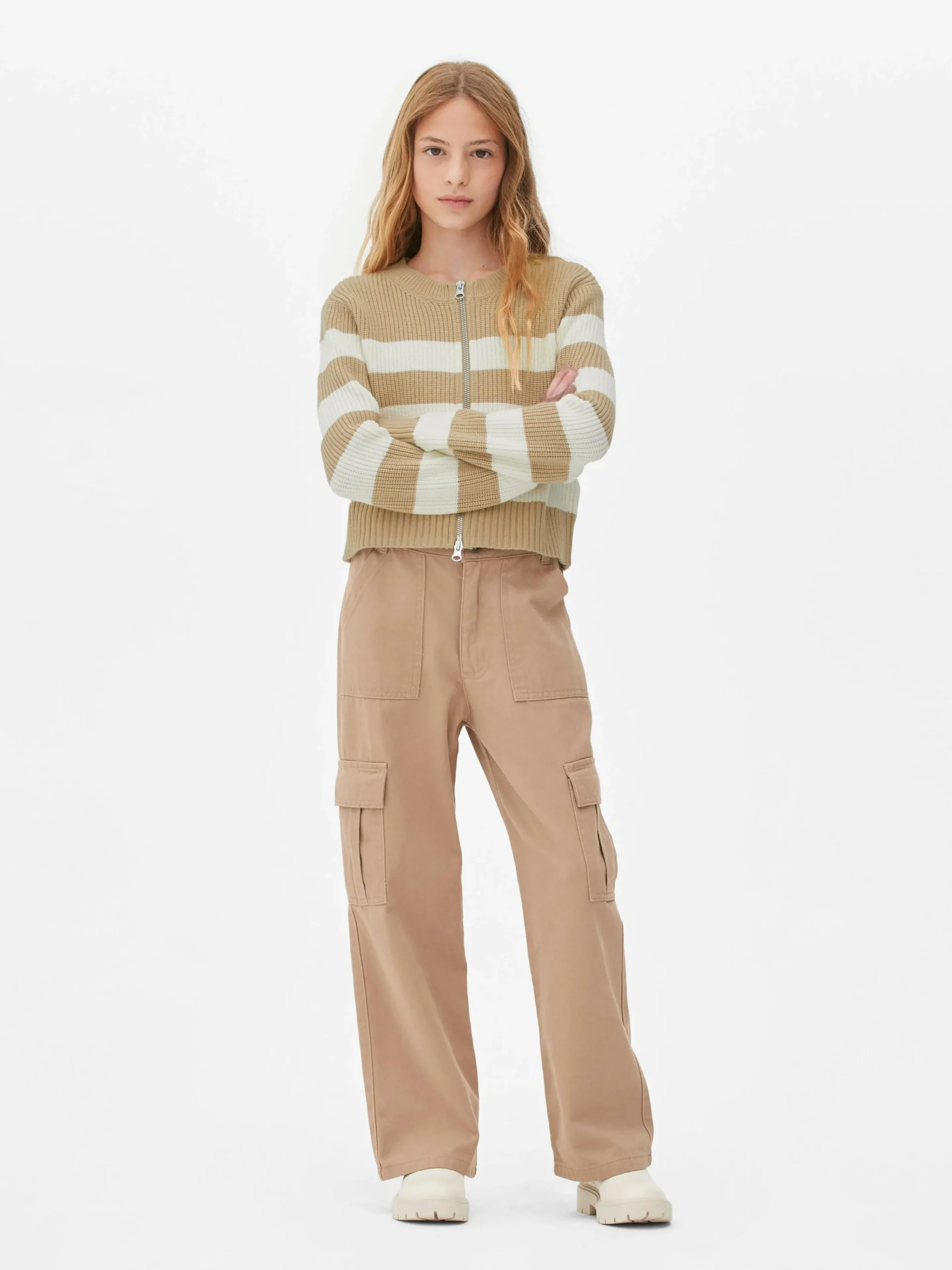 Primark Camisolas E Casacos De Malha^Casaco Malha Fecho Dois Sentidos Riscas