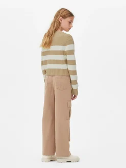 Primark Camisolas E Casacos De Malha^Casaco Malha Fecho Dois Sentidos Riscas