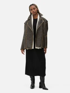 MULHER Primark Casacos E Blusões^Casaco Motard Desgastado Grande