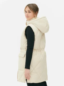 MULHER Primark Casacos E Blusões^Colete Acolchoado Comprido C/ Capuz