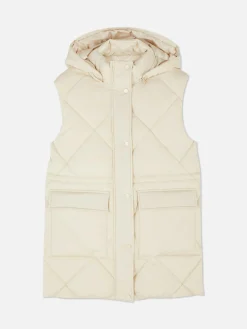 MULHER Primark Casacos E Blusões^Colete Acolchoado Comprido C/ Capuz