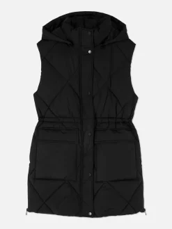 MULHER Primark Casacos E Blusões^Colete Acolchoado Comprido C/ Capuz