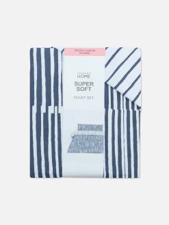 Primark Capas E Conjuntos De Edredão^Conjunto Capa Edredão Casal Reversível Riscas