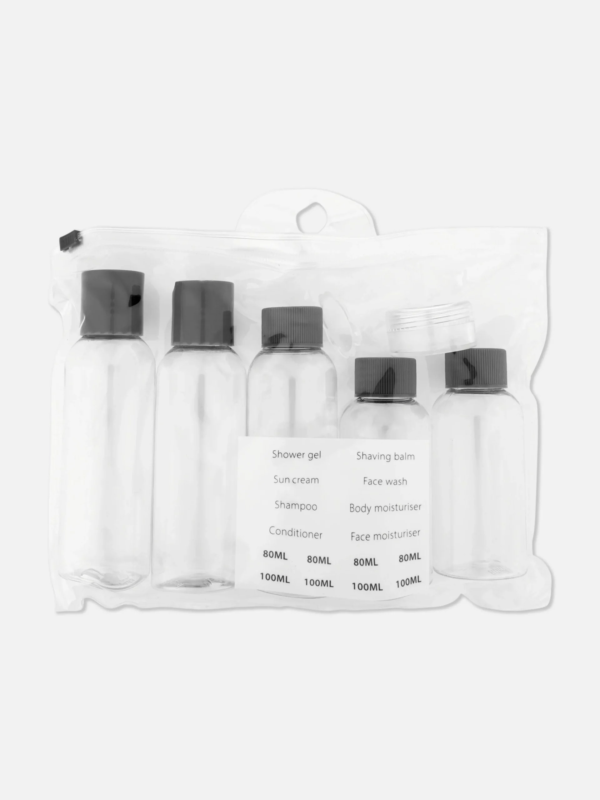 Primark Acessórios De Cuidados Com A Pele|Acessórios De Viagem^Conjunto Frascos E Etiquetas De Viagem