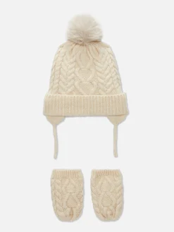 Primark Chapéus E Luvas^Conjunto Gorro/luvas S/dedos Malha Entrançada