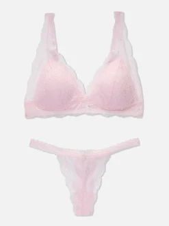 MULHER Primark Conjuntos De Lingerie^Conjunto Sutiã Bralette Triângulo/tanga Renda