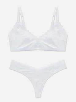 MULHER Primark Conjuntos De Lingerie^Conjunto Sutiã Não Almofadado/tanga Rebordo Renda