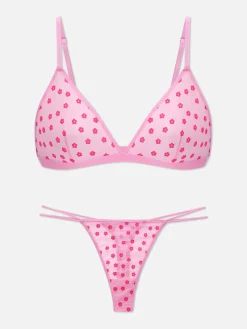 MULHER Primark Conjuntos De Lingerie^Conjunto Sutiã Triângulo/tanga Flocado