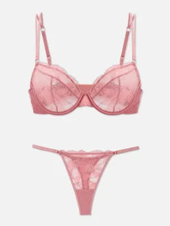MULHER Primark Conjuntos De Lingerie^Conjunto Tanga/sutiã Não Almofadado Renda