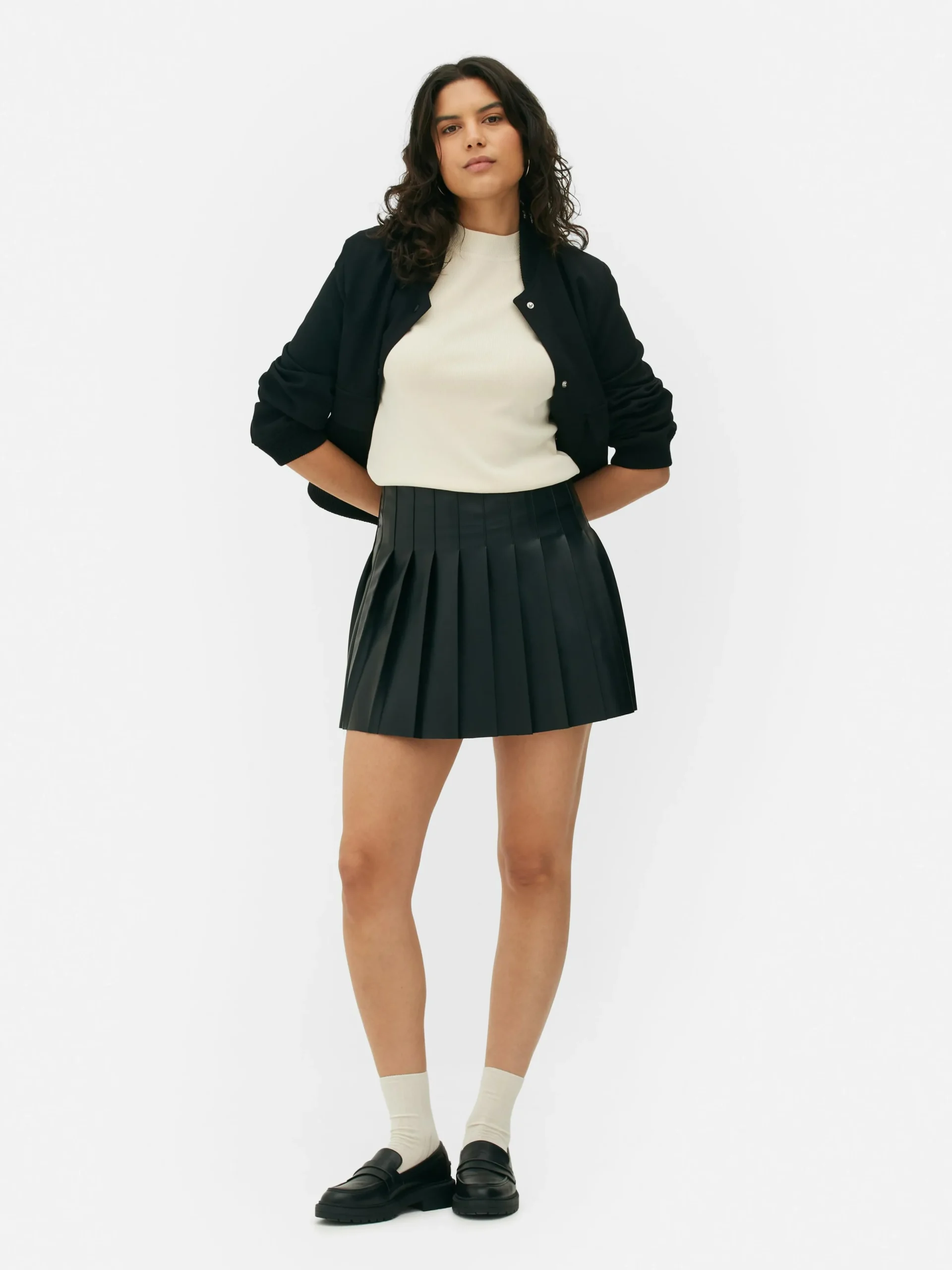 MULHER Primark Saias^Minissaia Plissada Imitação Pele