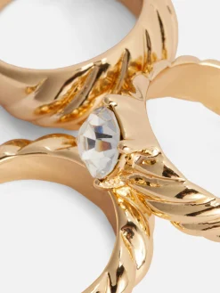 MULHER Primark Bijutaria^Pack 3 Anéis Empilháveis Estriados Rita Ora