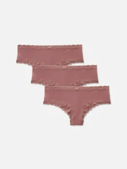 MULHER Primark Cuecas^Pack 3 Cuecas Hipster Microfibra Rebordo Renda