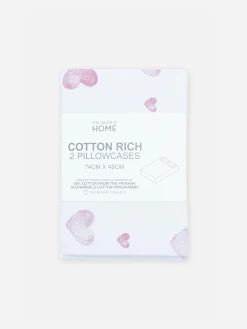 Primark Lençóis E Fronhas^Pack 2 Fronhas Ricas Algodão Corações