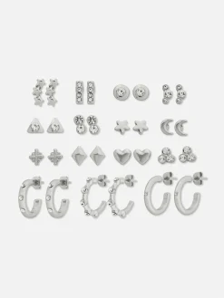 MULHER Primark Bijutaria^Pack 15 Pares Brincos Pequenos/argolas Sortidos