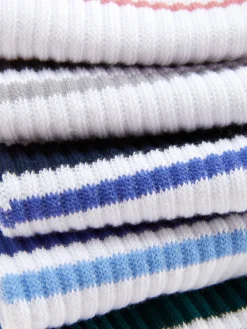 Primark Meias^Pack 5 Pares Meias Caneladas Cano Médio Detalhe Riscas