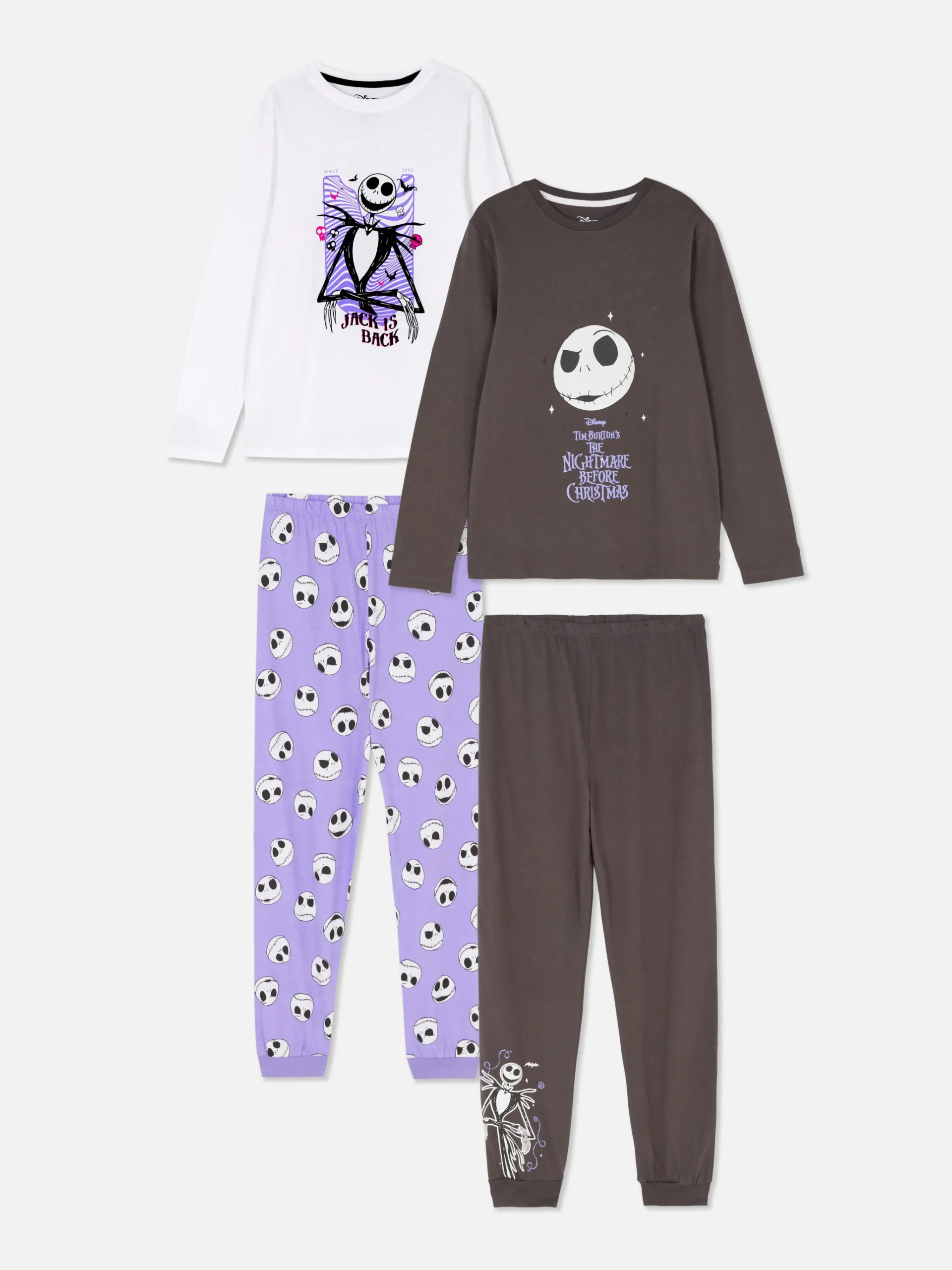 Primark Pijamas E Roupa De Dormir^Pack 2 Pijamas Manga Comprida Disney Tim Burton O Estranho Mundo De Jack