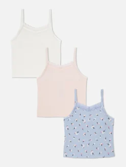 Primark Roupa Interior^Pack 3 Tops Alças Canelados Rebordo Renda