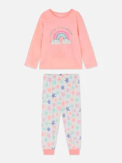 Primark Pijamas E Roupa De Dormir^Pijama Manga Comprida Veludo Arco-íris