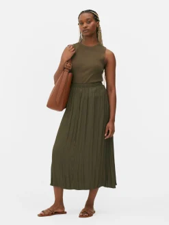 MULHER Primark Saias^Saia Midi Plissada Cetim