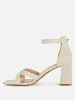 MULHER Primark Sapatos De Salto Alto^Sapatos Tacão Tiras Tecido Modelo Largo