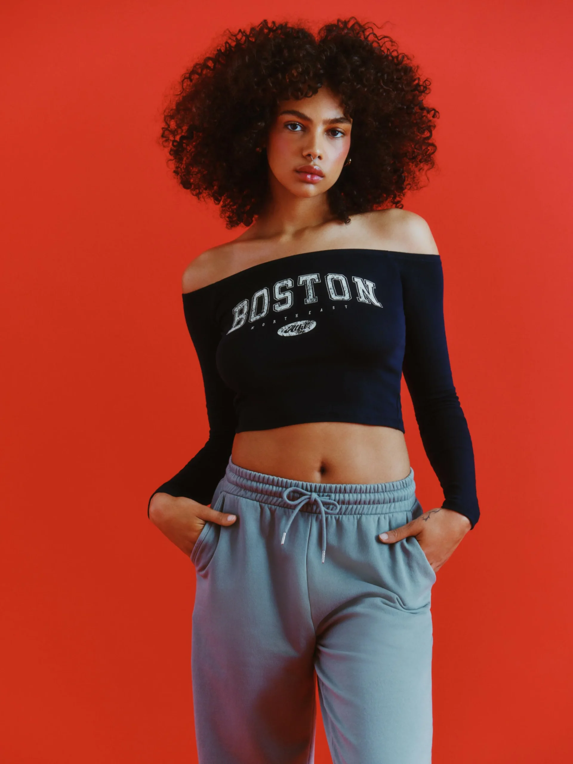 MULHER Primark Tops E T-Shirts^Top Curto Bardot Manga Comprida