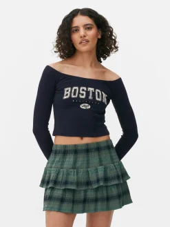 MULHER Primark Tops E T-Shirts^Top Curto Bardot Manga Comprida