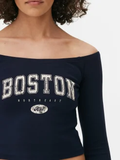 MULHER Primark Tops E T-Shirts^Top Curto Bardot Manga Comprida