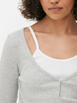 MULHER Primark Tops E T-Shirts^Top Manga Comprida 2 Em 1