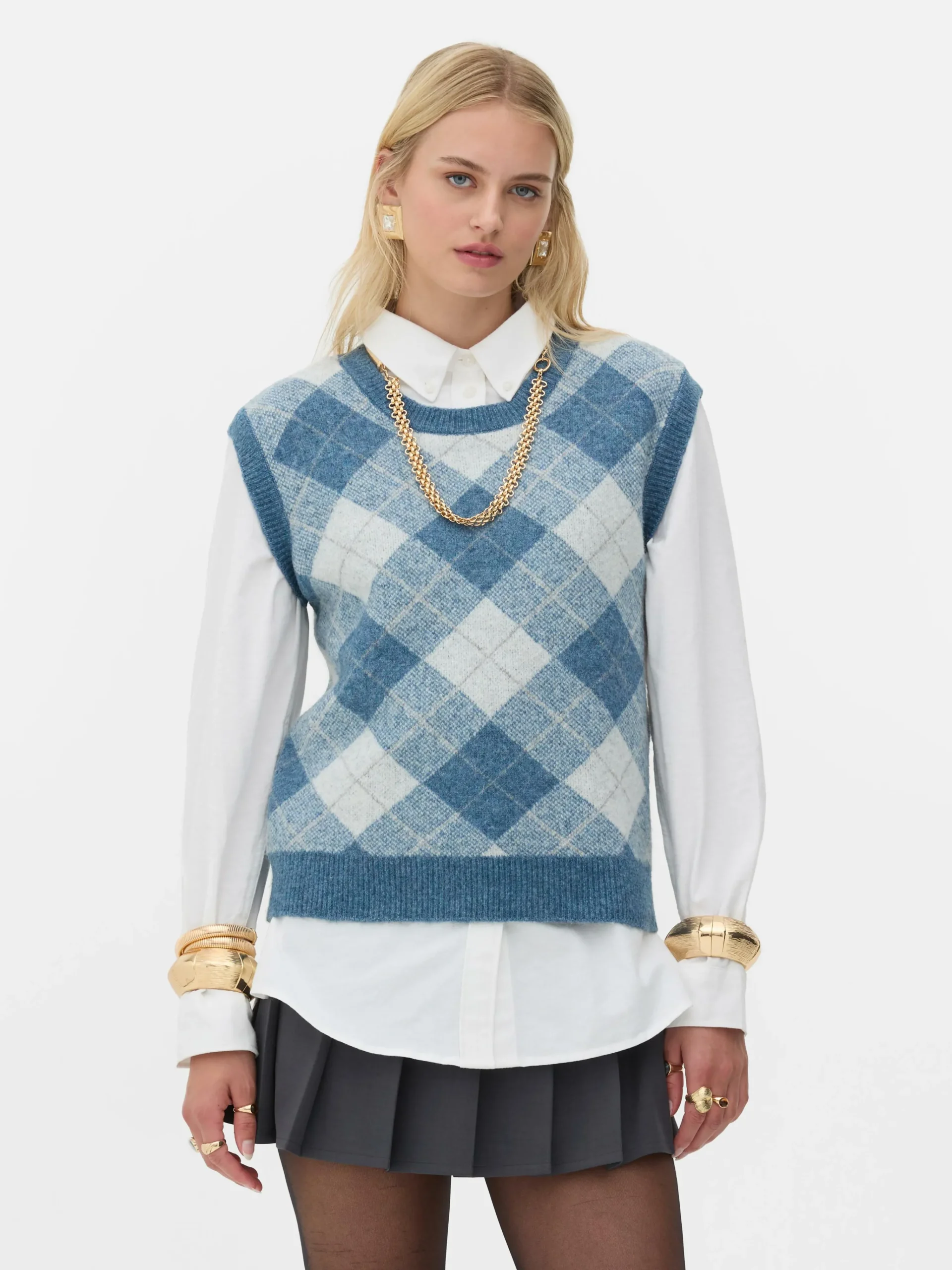 MULHER Primark Agasalhos Inverno|Camisolas E Casacos De Malha^Top S/ Mangas Conj. Coord Malha Argyle Rita Ora