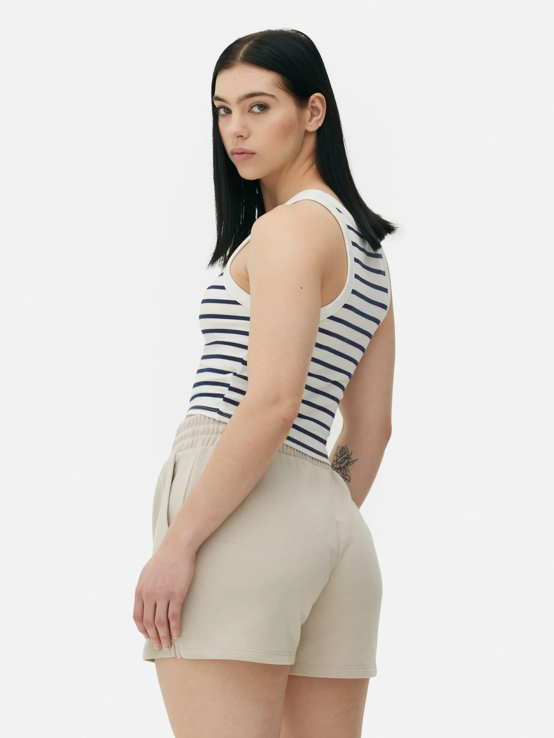 MULHER Primark Tops E T-Shirts^Top S/ Mangas Corrida Canelado Riscas