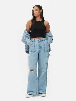 MULHER Primark Tops E T-Shirts^Top S/ Mangas Costas Abertas Canelado