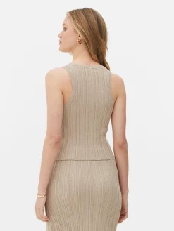 MULHER Primark Tops E T-Shirts^Top S/ Mangas Costas Abertas Canelado